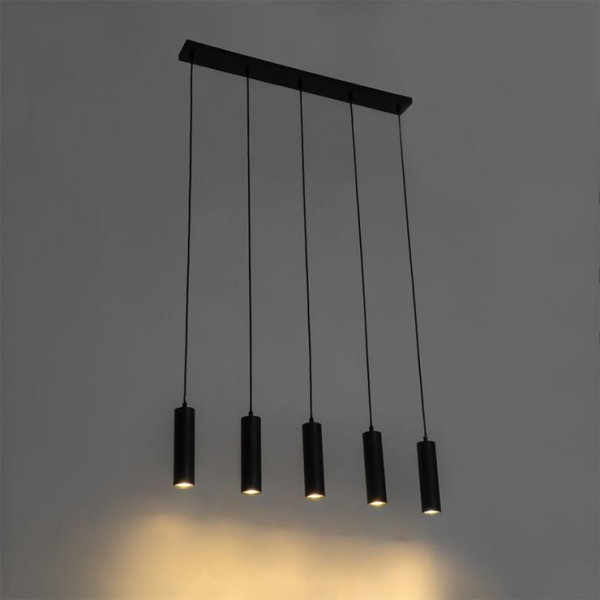 Moderne hanglamp zwart 5 lichts jeana 14