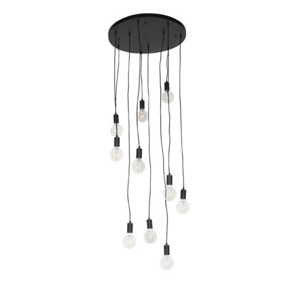 Moderne hanglamp zwart 60 cm 10-lichts - facil