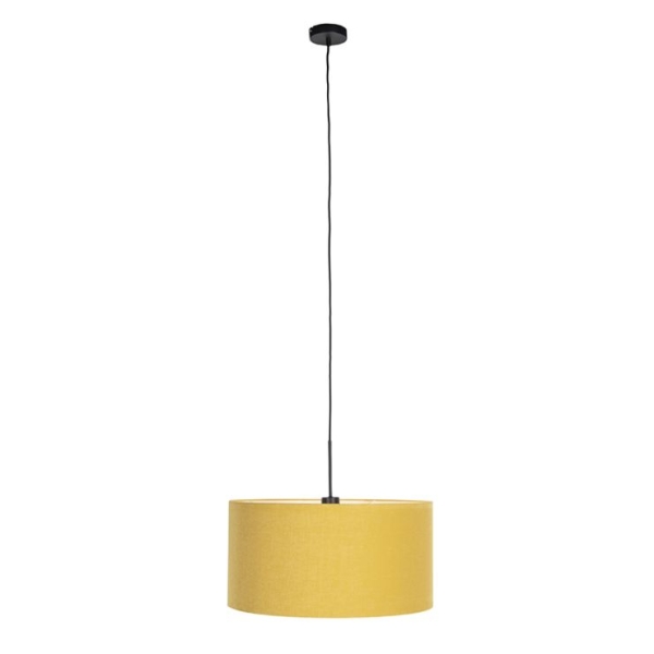 Moderne hanglamp zwart met kap 50 cm geel - combi 1