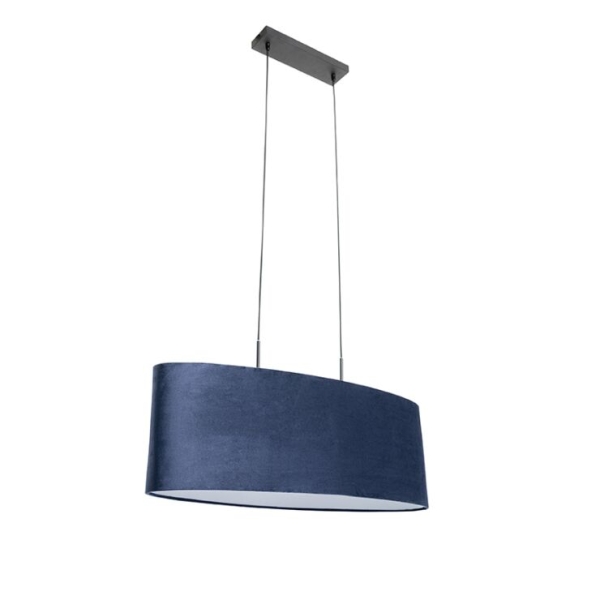 Moderne hanglamp zwart met kap blauw 2-lichts - tambor