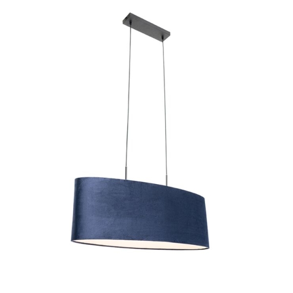 Moderne hanglamp zwart met kap blauw 2-lichts - tambor