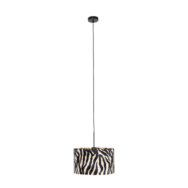 Moderne hanglamp zwart met kap zebra 35 cm - combi