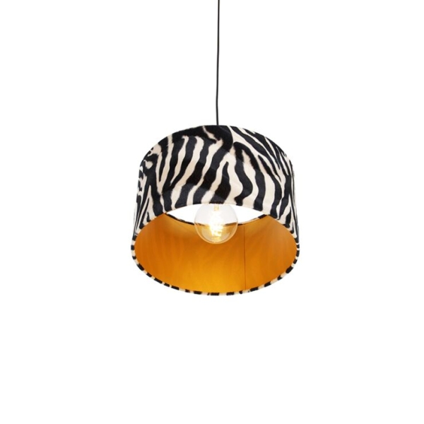 Moderne hanglamp zwart met kap zebra 35 cm - combi