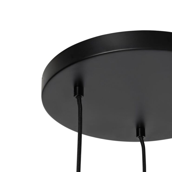 Moderne hanglamp zwart met smoke glas 3-lichts - stavelot