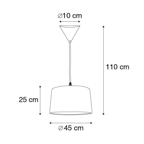 Moderne hanglamp zwart met witte kap 45 cm - pendel
