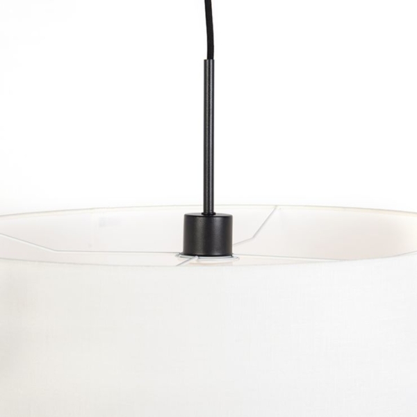 Moderne hanglamp zwart met witte kap 50 cm - combi 1