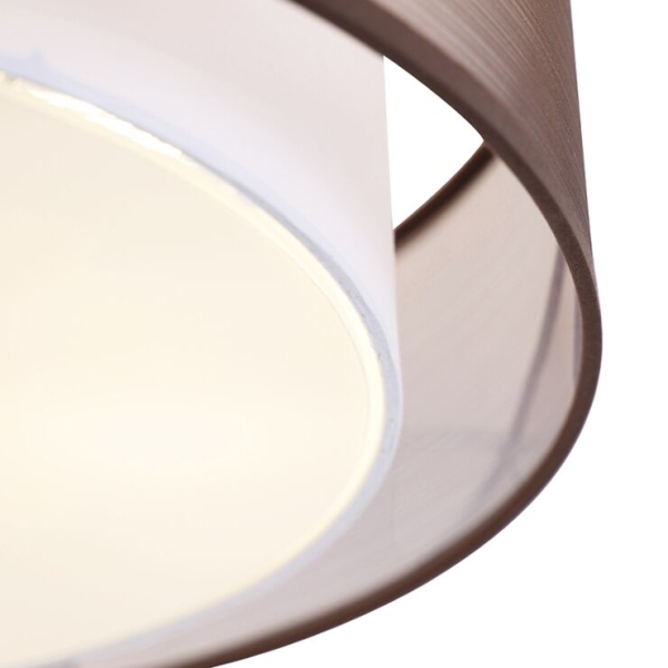 Moderne plafondlamp bruin met wit 50 cm 3-lichts - drum duo