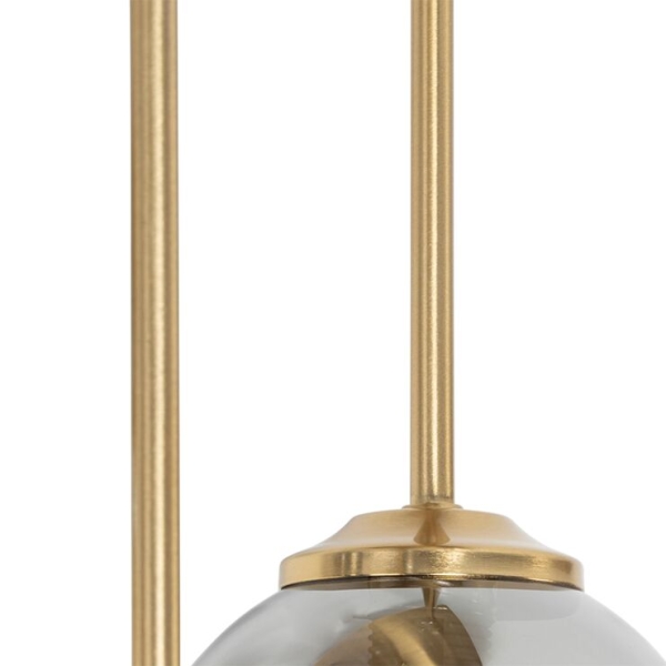 Moderne plafondlamp goud 5-lichts met smoke glas - athens