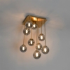 Moderne plafondlamp goud 9-lichts met smoke glas - athens