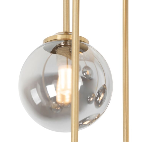 Moderne plafondlamp goud 9-lichts met smoke glas - athens