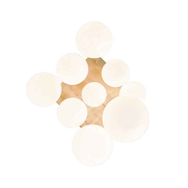 Moderne plafondlamp goud met opaal glas 9-lichts - athens