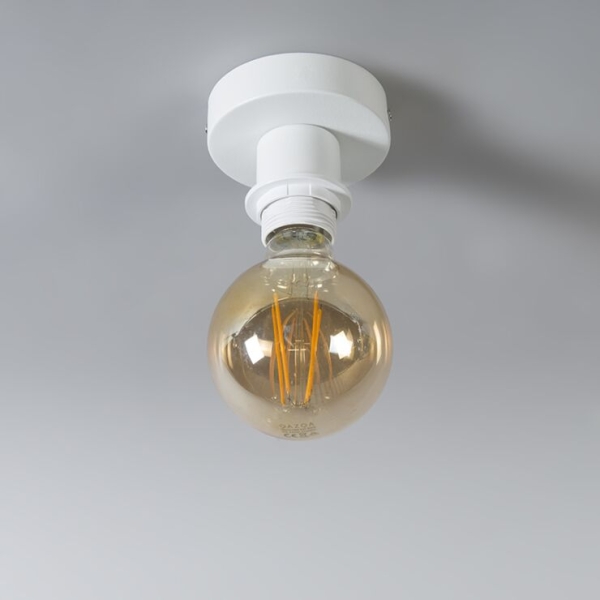 Moderne plafondlamp mat wit met zwarte kap 45 cm - combi