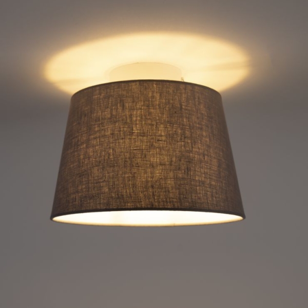 Moderne plafondlamp met donkergrijze kap 25 cm - combi