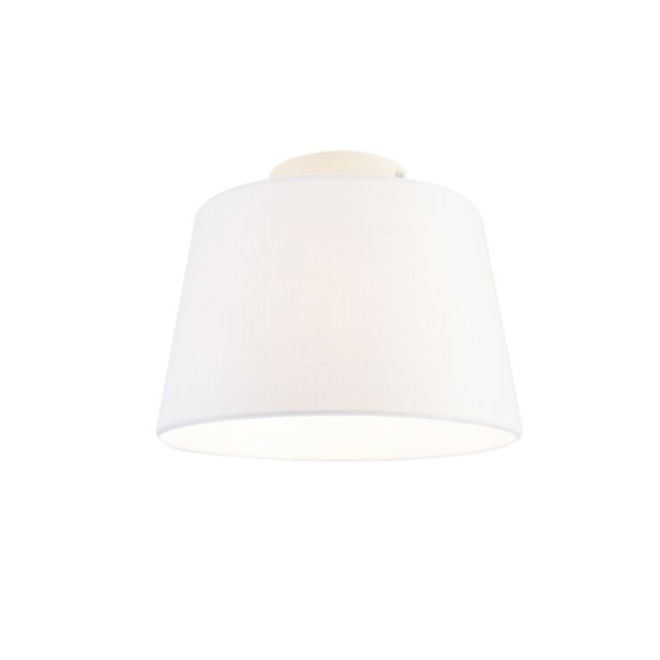 Moderne plafondlamp met witte kap 25 cm - combi