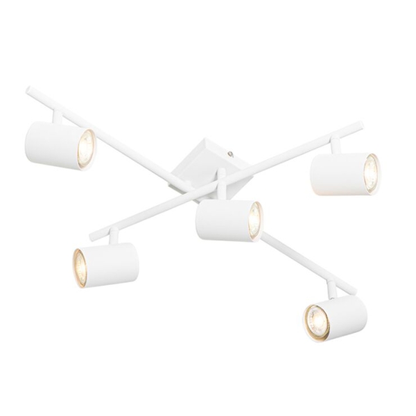 Moderne plafondlamp wit 5-lichts verstelbaar vierkant - jeana