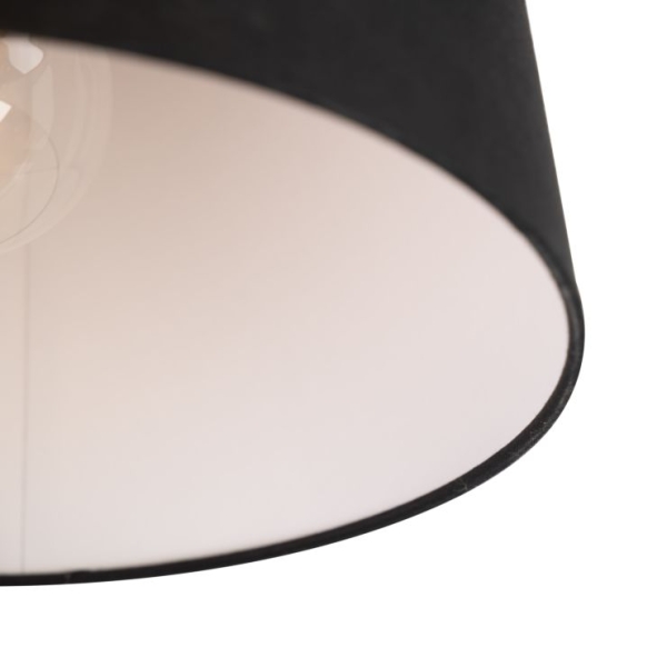 Moderne plafondlamp wit met zwarte kap 35 cm - combi
