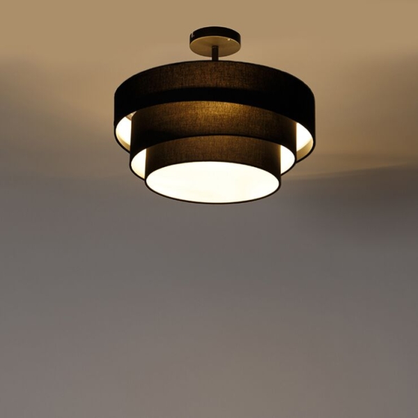 Moderne plafondlamp zwart 45 cm 3-lichts - drum trio