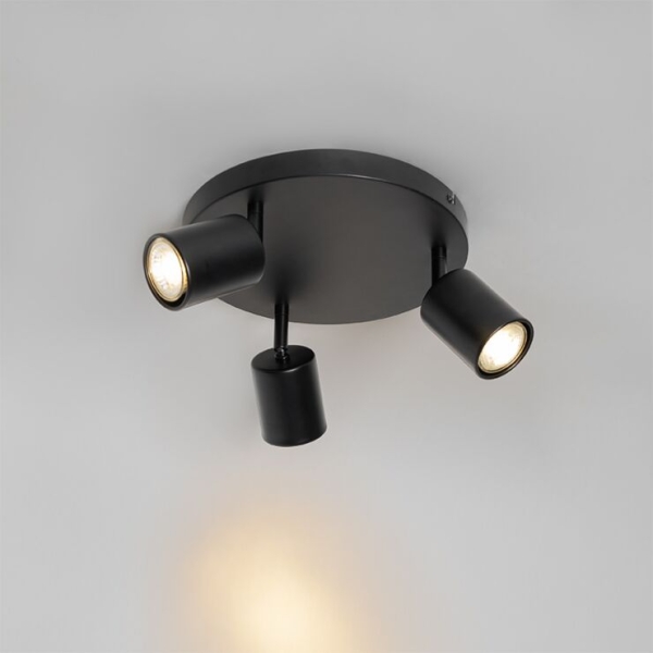 Moderne plafondlamp zwart verstelbaar rond 3-lichts - java