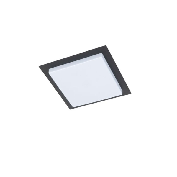 Moderne plafondlamp zwart vierkant incl. Led ip44 - lys
