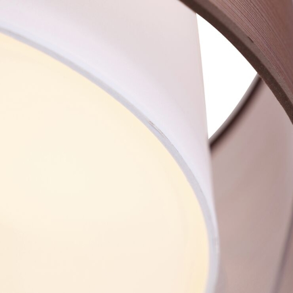 Moderne plafonnière bruin met wit 50 cm 3-lichts - drum duo