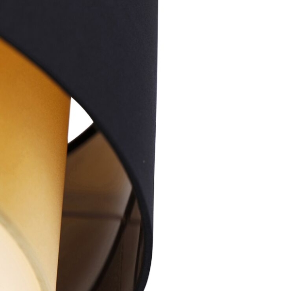 Moderne plafonnière zwart met goud 50 cm 3-lichts - drum duo