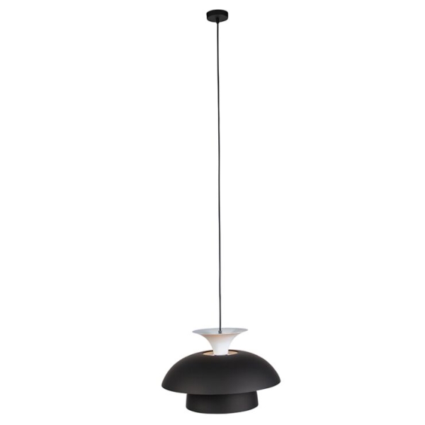 Moderne ronde hanglamp zwart met wit 3-laags - titus