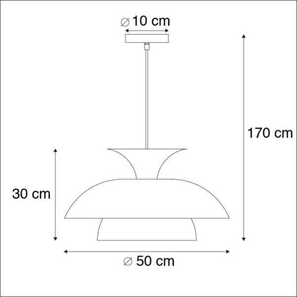 Moderne ronde hanglamp zwart met wit 3-laags - titus