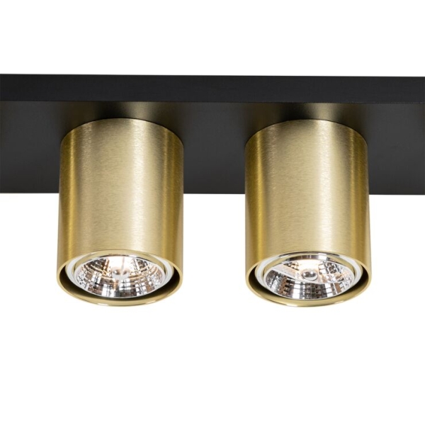 Moderne spot zwart met goud 4-lichts - tubo