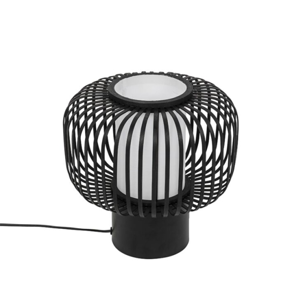 Moderne tafellamp zwart met bamboe - bambuk