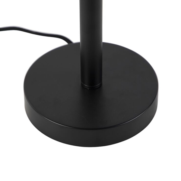 Moderne tafellamp zwart met boucle kap lichtgrijs 35 cm - simplo