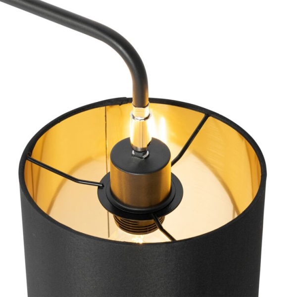 Moderne tafellamp zwart met gouden binnenkant - lofty