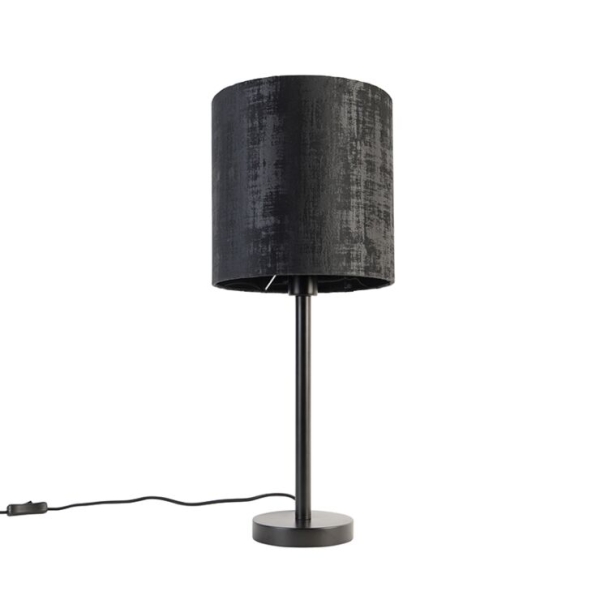 Moderne tafellamp zwart met kap zwart 25 cm - simplo