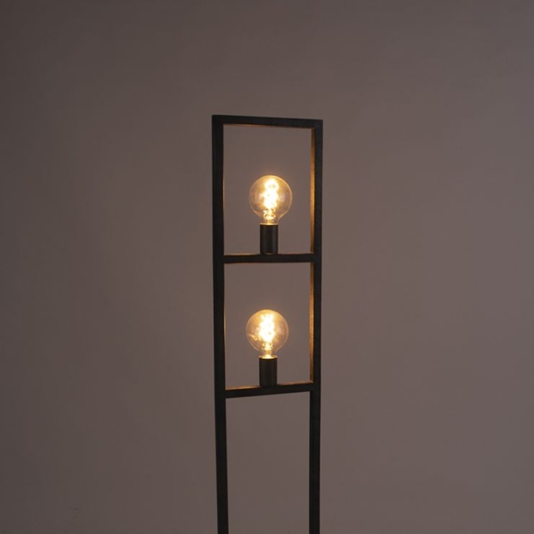 Moderne vloerlamp antiek zilver 2-lichts - simple cage 2