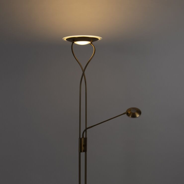 Moderne vloerlamp brons incl. Led met leesarm - mallorca