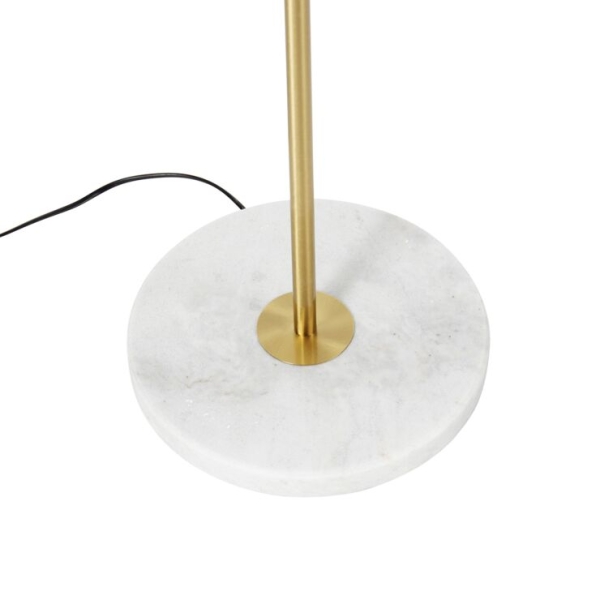 Moderne vloerlamp messing met boucle kap wit 50cm - kaso