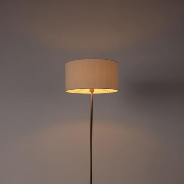 Moderne vloerlamp messing met boucle kap wit 50cm - kaso