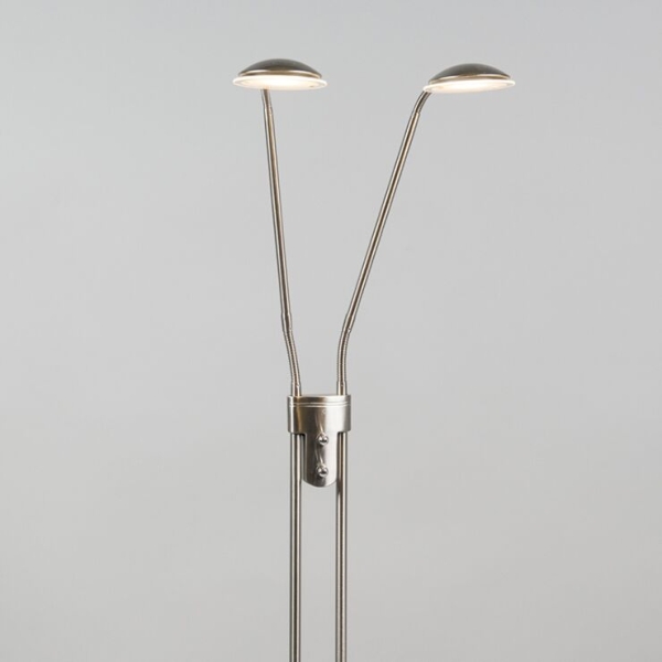 Moderne vloerlamp staal met leeslamp incl. Led - eva