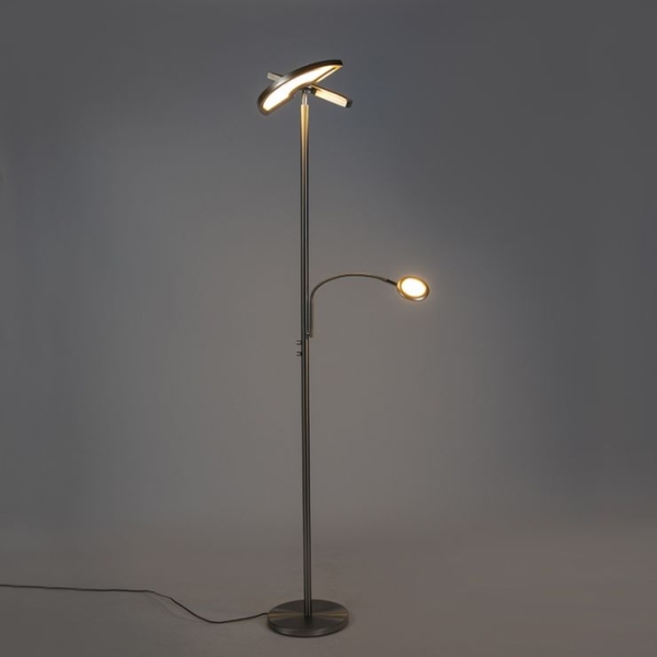 Moderne vloerlamp staal met leeslamp incl. Led - moderno ii