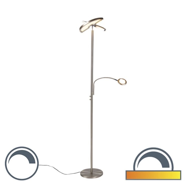 Moderne vloerlamp staal met leeslamp incl. Led - moderno ii
