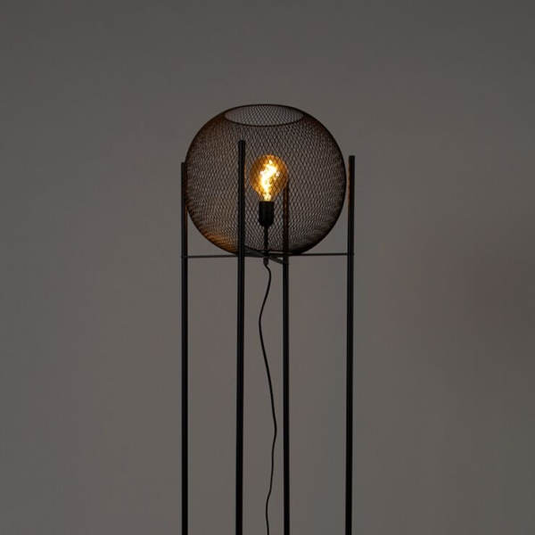 Moderne vloerlamp zwart - mesh ball