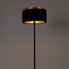 Moderne vloerlamp zwart met kap zwart met goud - simplo