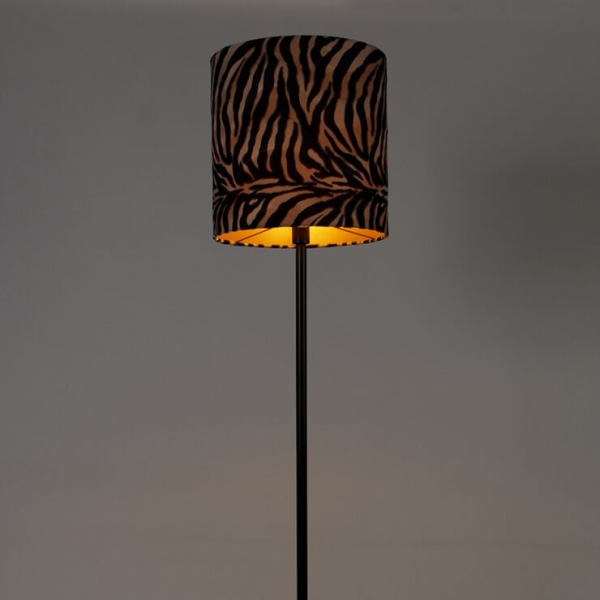 Moderne vloerlamp zwart stoffen kap zebra 40 cm - simplo