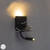 Moderne wandlamp USB zwart met flexarm - Duppio