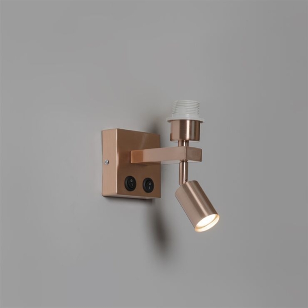 Moderne wandlamp koper met leeslamp - brescia