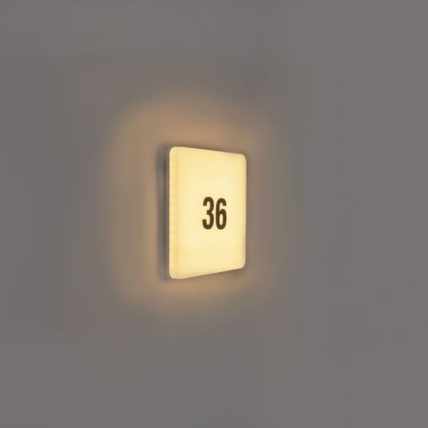 Moderne wandlamp vierkant incl. Led met nummerstickervel - plater