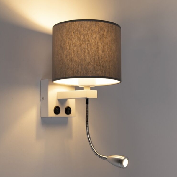 Moderne wandlamp wit met grijze kap - brescia