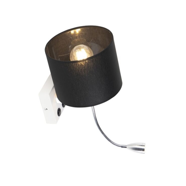 Moderne wandlamp wit met zwarte kap - brescia