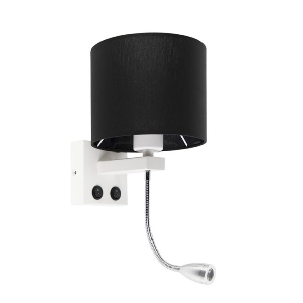 Moderne wandlamp wit met zwarte kap - brescia