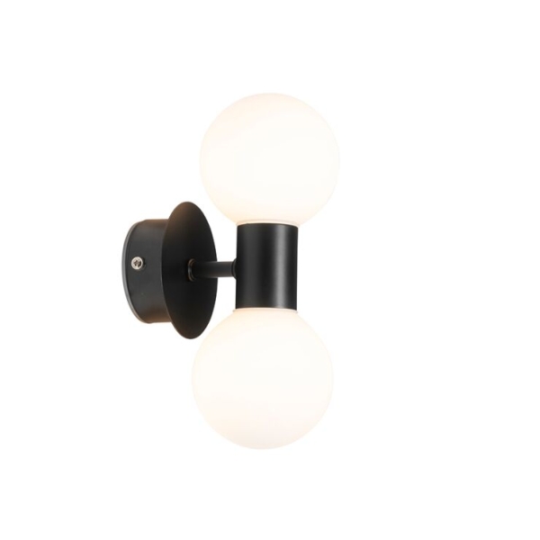 Moderne wandlamp zwart ip44 2-lichts - cederic