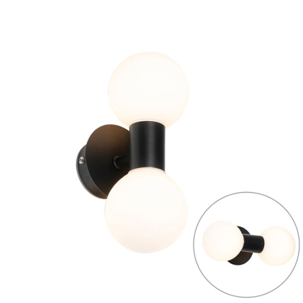 Moderne wandlamp zwart ip44 2-lichts - cederic